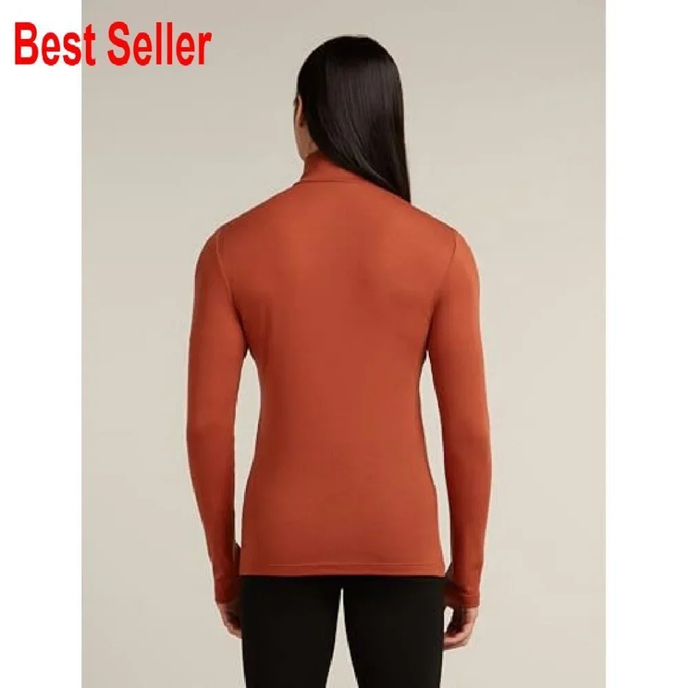Men's Slim Fit Merino Wool Half Zip Thermal Top Lightweight Base Layer